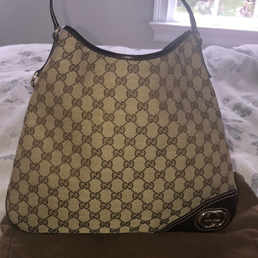 Gucci canvas hobo bag